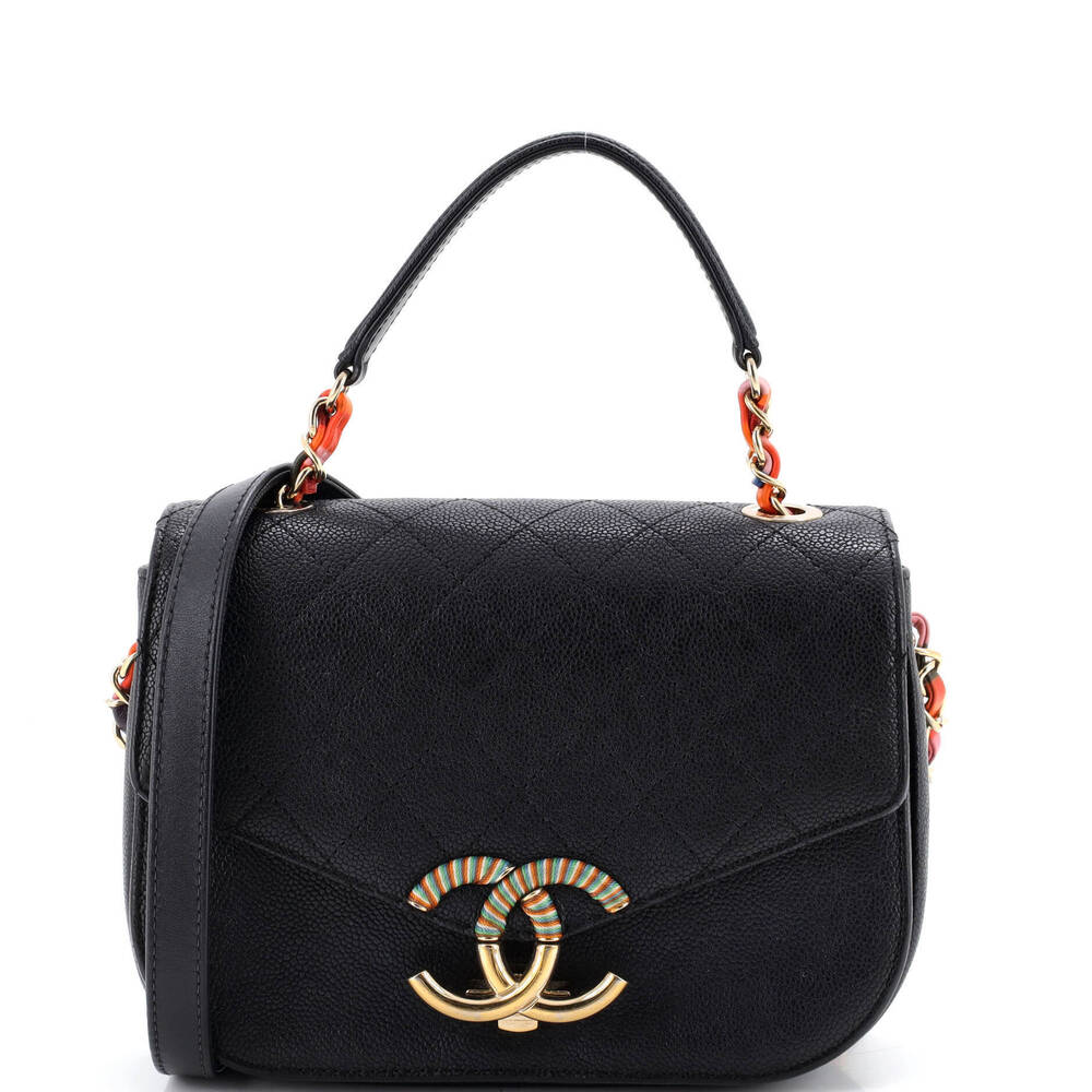 Chanel Small Thread Around Flap Bag Quilted Caviar